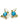 Paraiba Tourmaline and Peridot Earrings, 14K Gold Botanical Drops